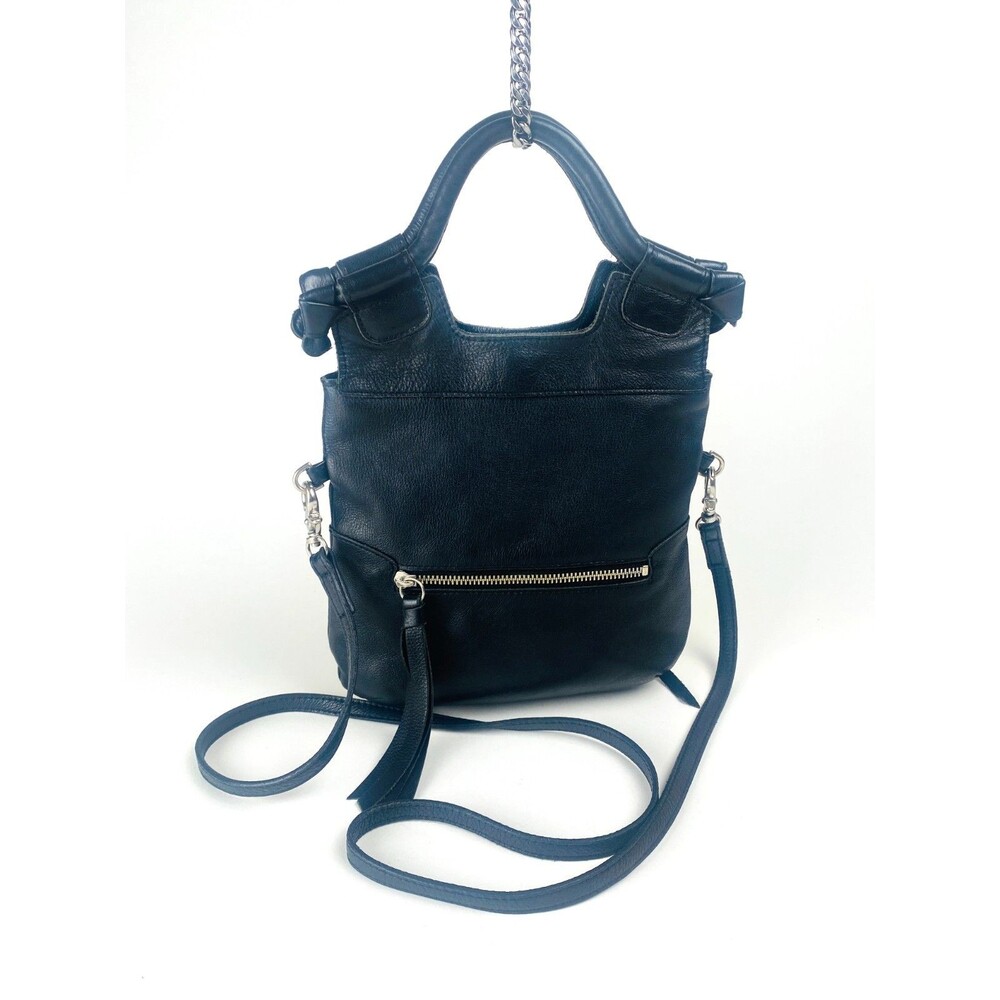 Foley + Corinna Disco City Black Leather Convertible Crossbody Bag Tote Slouchy